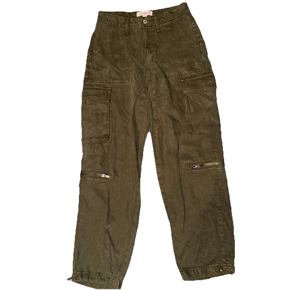 Lucky Brand Liquid Denim Luxe Olive Green Cargo Gorpcore 00/27 27x29